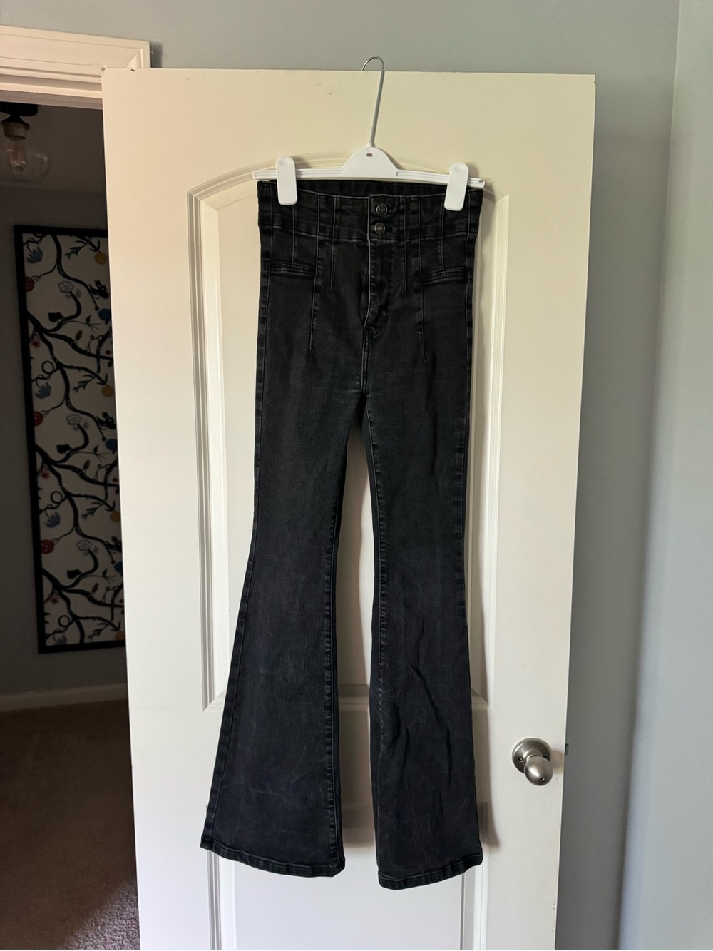 Free People Black Ultra High-Rise Jayde Flare Jeans